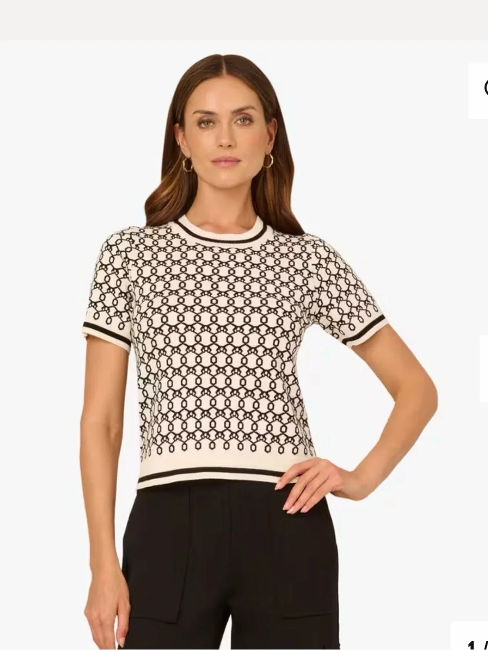 Adrianna Papell short sleeve sweater knit top XL